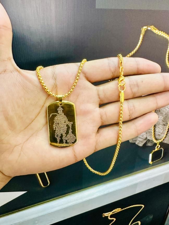 DivineGuard Hanuman Chalisa Gold Pendant with Chain – Power, Faith & Protection