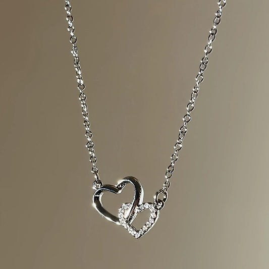 LuxeCharm Silver-Plated Heart Pendant – Elegant Chain for Women