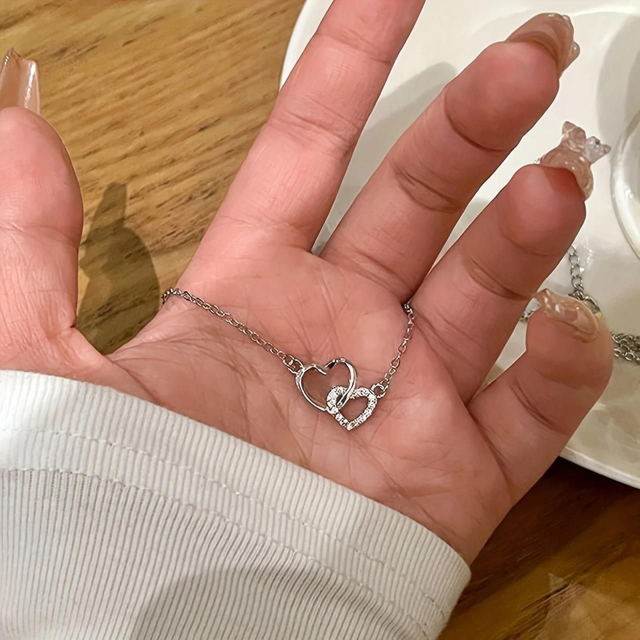 LuxeCharm Silver-Plated Heart Pendant – Elegant Chain for Women