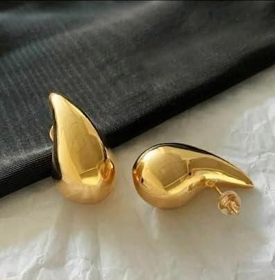 GlamTear Celebrity-Inspired Gold Teardrop Earrings for Women & Girls