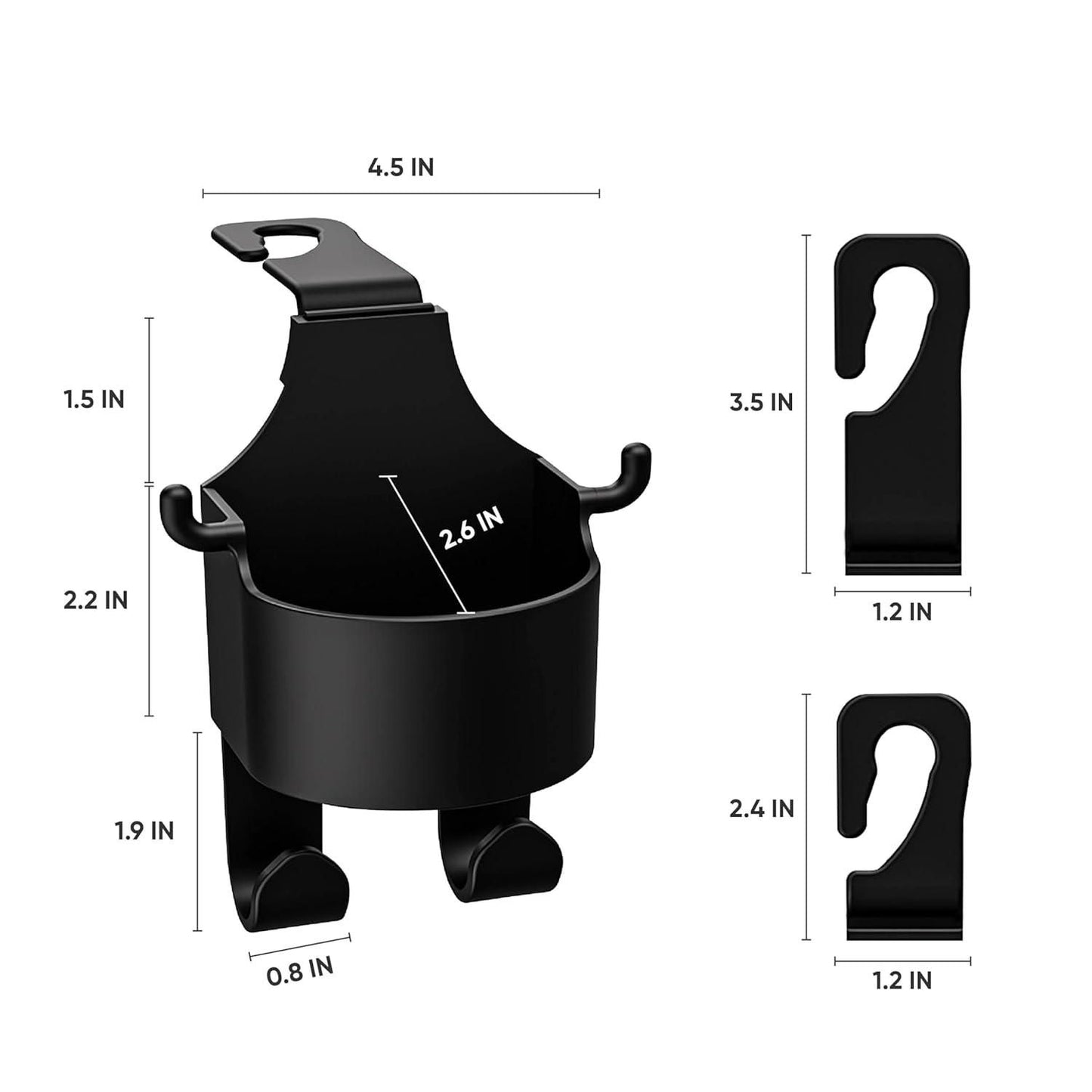SnapHook 3-in-1 Car Seat Organizer – Cup, Bag & Phone Holder (Pack of 2)