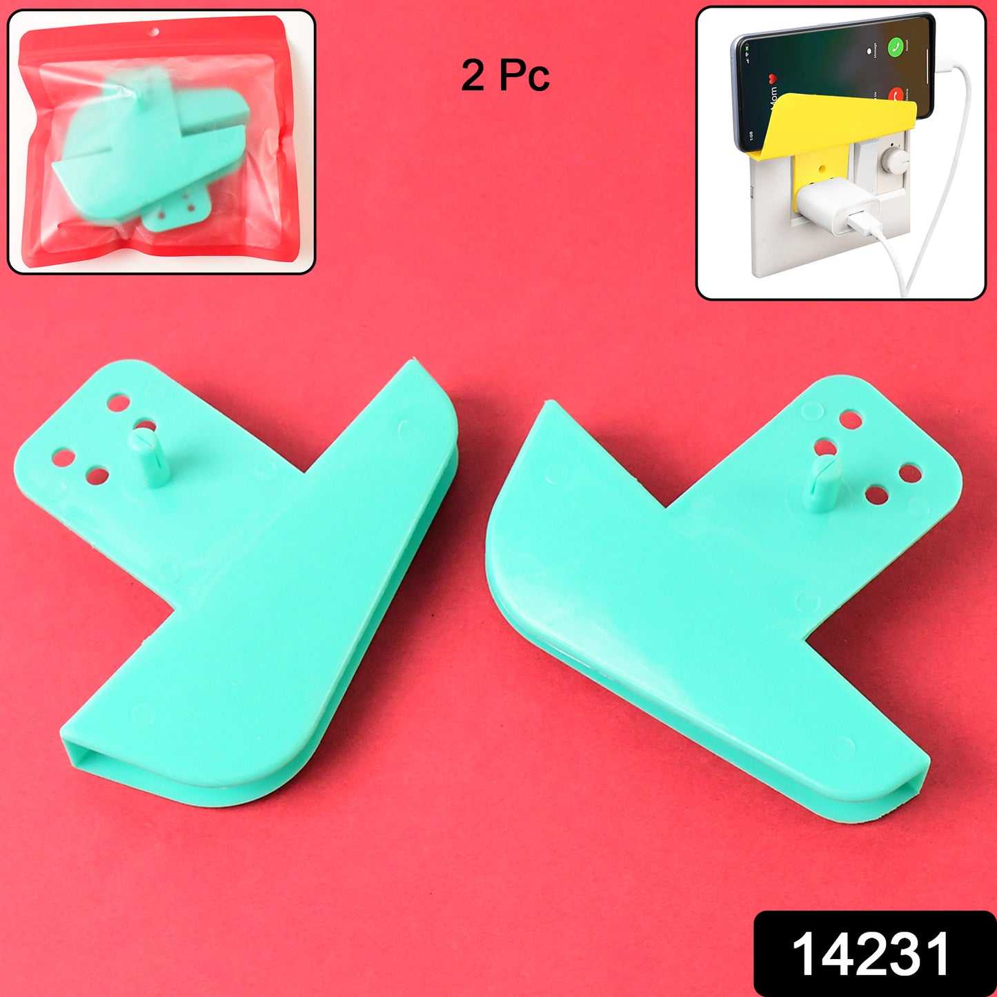 Plastic Secure Mobile Phone Charging Stand Holder (2 Pc Mix Color)