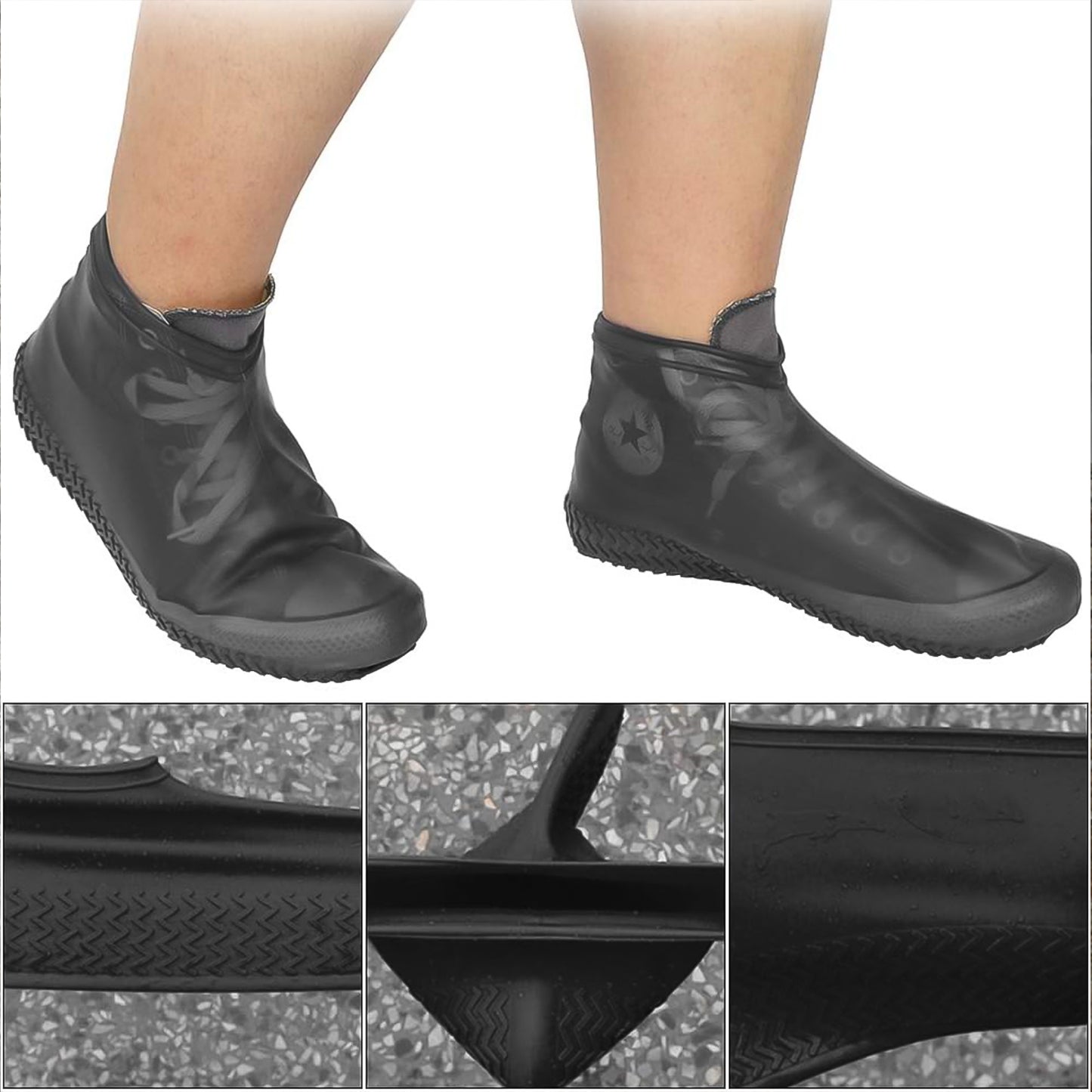 Non-slip Silicone Reusable Waterproof Rain Shoes Covers (1 Pair Small Mix Color)