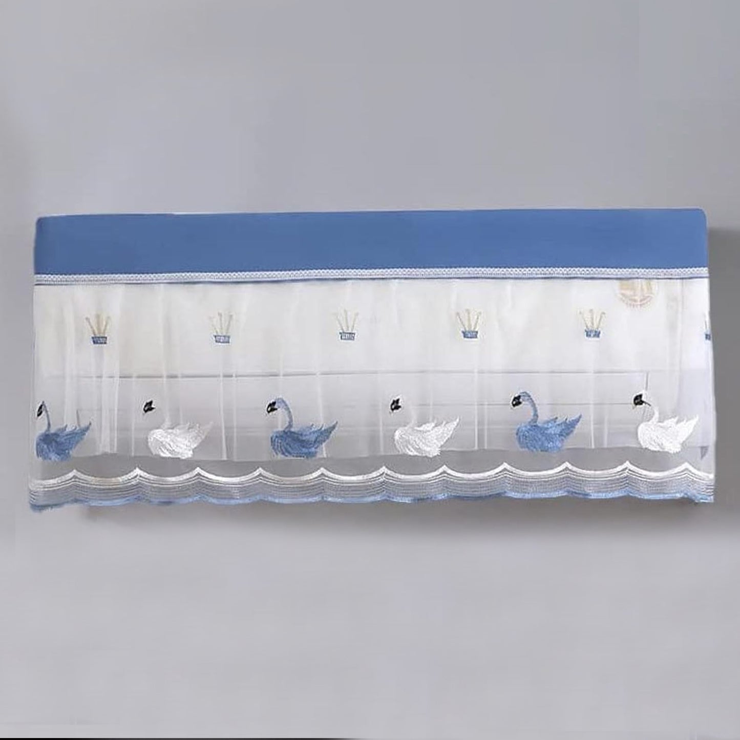 BreezeGuard™ Designer Foldable AC Dust Cover – Washable Net Curtain for Split AC (1 Ton, Universal Fit)