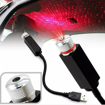 StellarGlow USB Star Projector – Romantic Car & Room Ambient Light (Red)