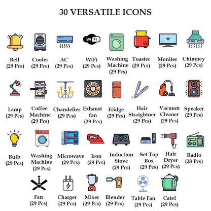DecoDots 3D Premium Switch & Label Stickers (149 Pcs Set)