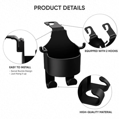 SnapHook 3-in-1 Car Seat Organizer – Cup, Bag & Phone Holder (Pack of 2)