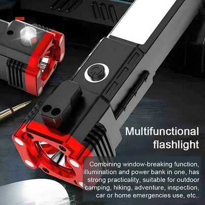 PowerBeam 5-in-1 LED Emergency Torch – Flashlight, Power Bank & Safety Hammer Combo
