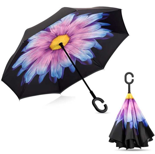StormShield Inverted Double-Layer Umbrella with C-Handle – Stay Dry in Style