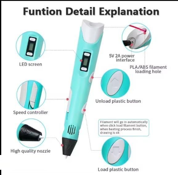 3D Drawing Pen for Kids – Complete Creative Set with PLA Filament (Assorted Colors)