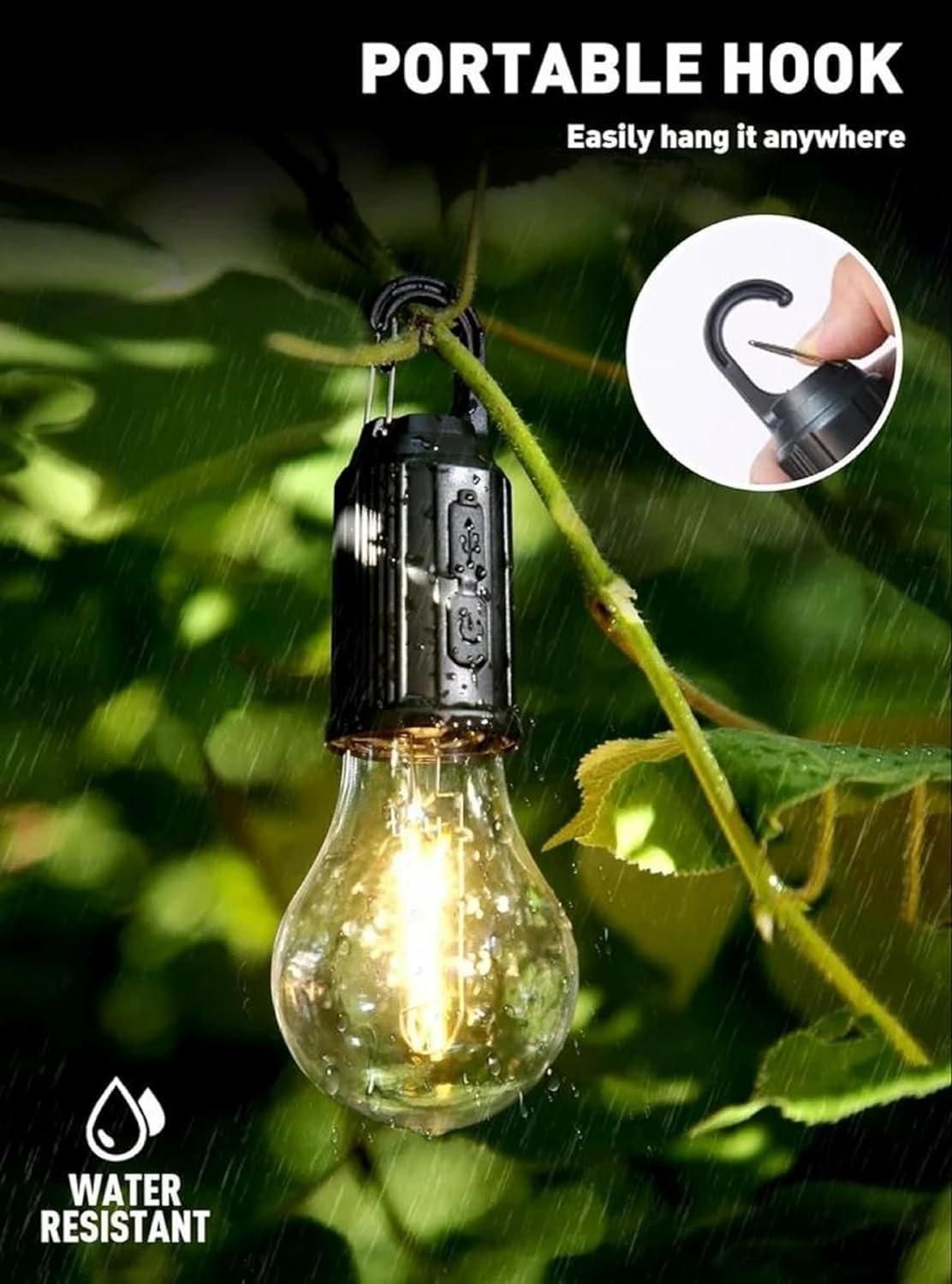 GlowLite 3-Mode Hanging Tent Bulb – Portable LED Lamp for Camping & Home Decor