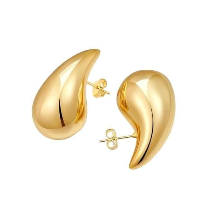 GlamTear Celebrity-Inspired Gold Teardrop Earrings for Women & Girls