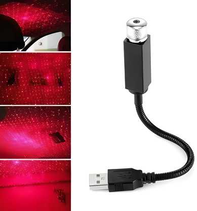 StellarGlow USB Star Projector – Romantic Car & Room Ambient Light (Red)