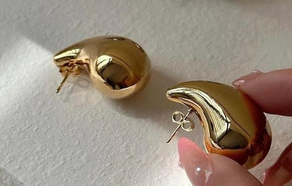 GlamTear Celebrity-Inspired Gold Teardrop Earrings for Women & Girls