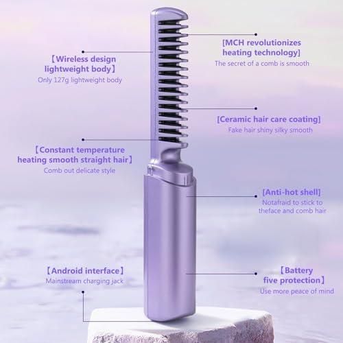 GlowPro Rechargeable Hot Comb Hair Straightener