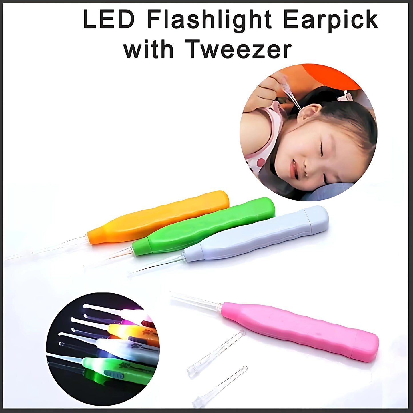 GlowPick™ LED Ear Cleaner with Tweezer & Dual Spoons