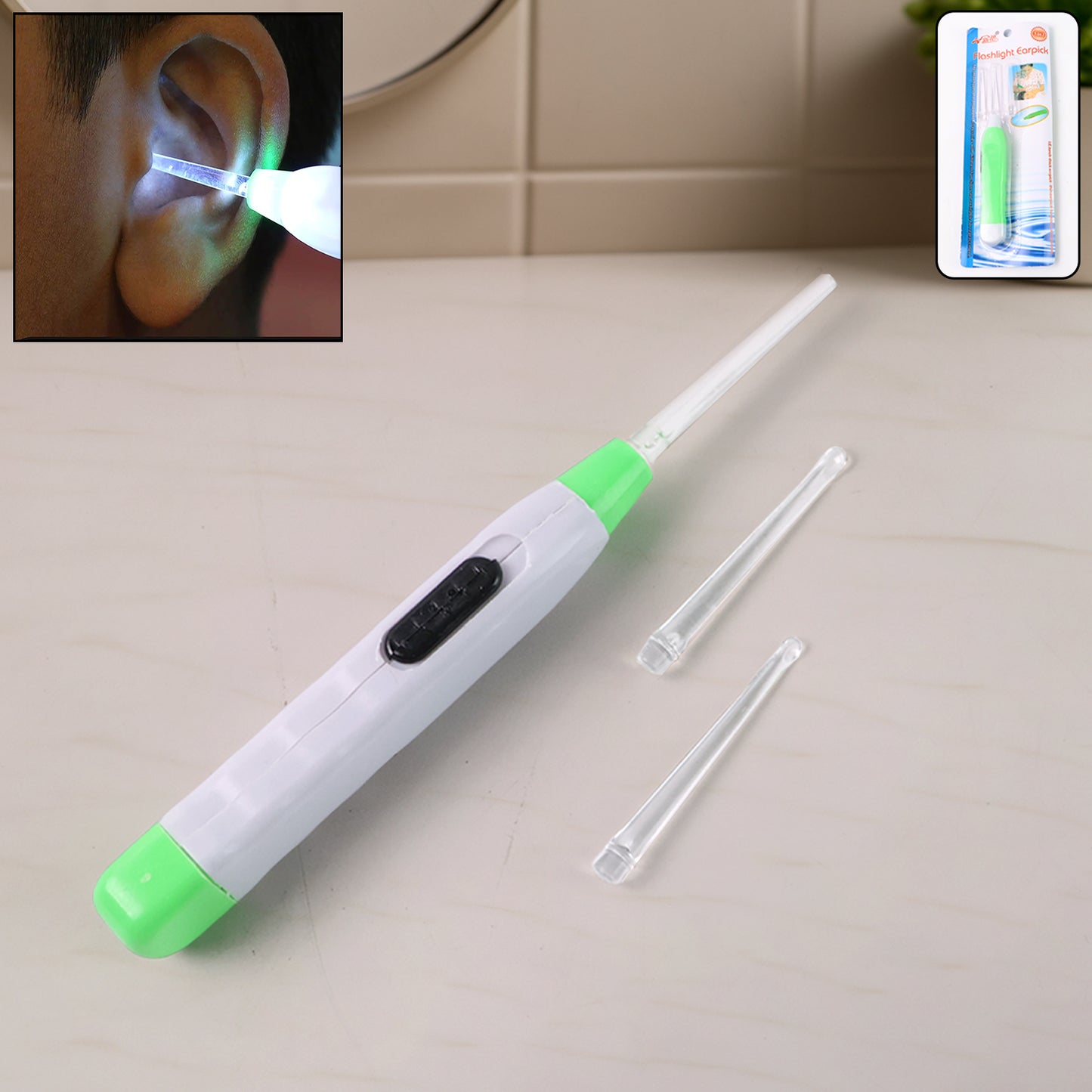 GlowPick™ LED Ear Cleaner with Tweezer & Dual Spoons