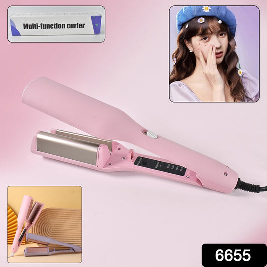WaveMaster™ French Curling Iron – S-Shaped Double Barrel Hair Curler with Adjustable Temperature (60W)