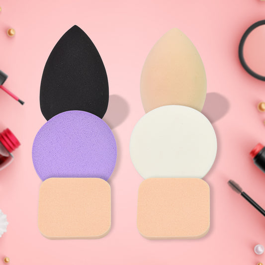 GlowBlend™ 6-Piece High-Density Makeup Sponge Set – Latex-Free, Soft & Flawless Finish Blenders